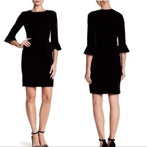 Green velvet Donna Morgan bell-sleeve dress size 0